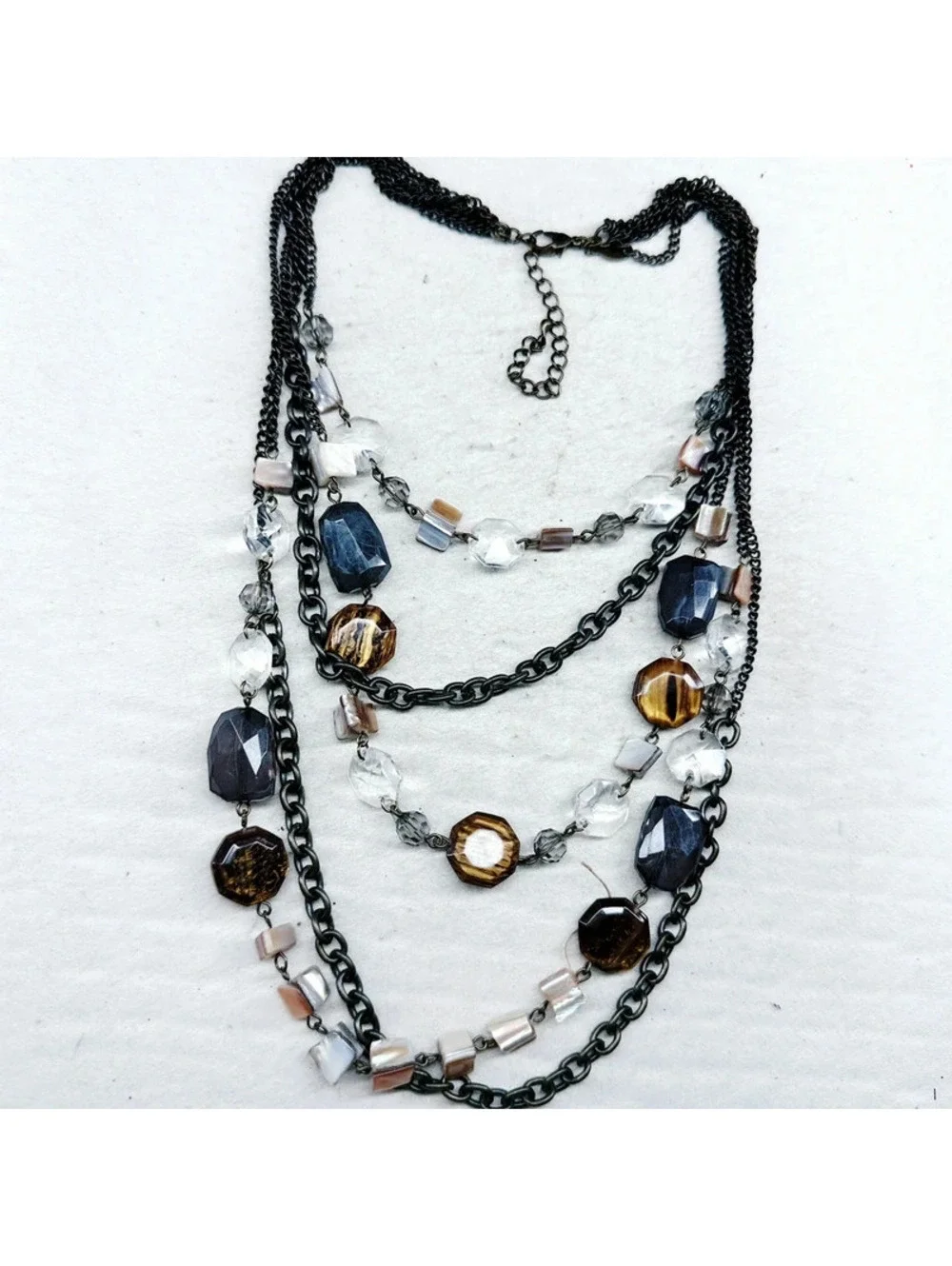 5343mc. Cookie Lee Bronze Necklace Plastic Multistrand