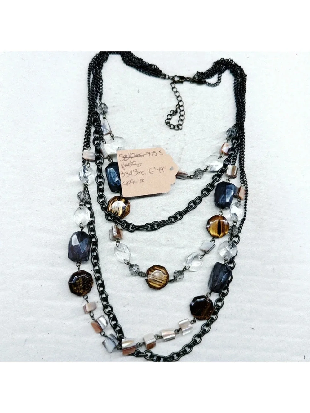 5343mc. Cookie Lee Bronze Necklace Plastic Multistrand