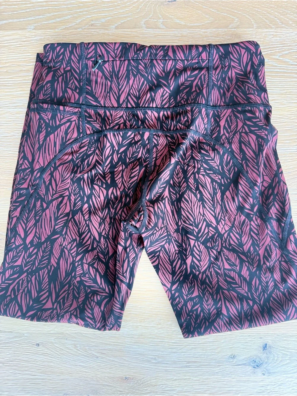 Sweaty Betty Burgundy Leaf-Print High-Waist 7/8 Leggings