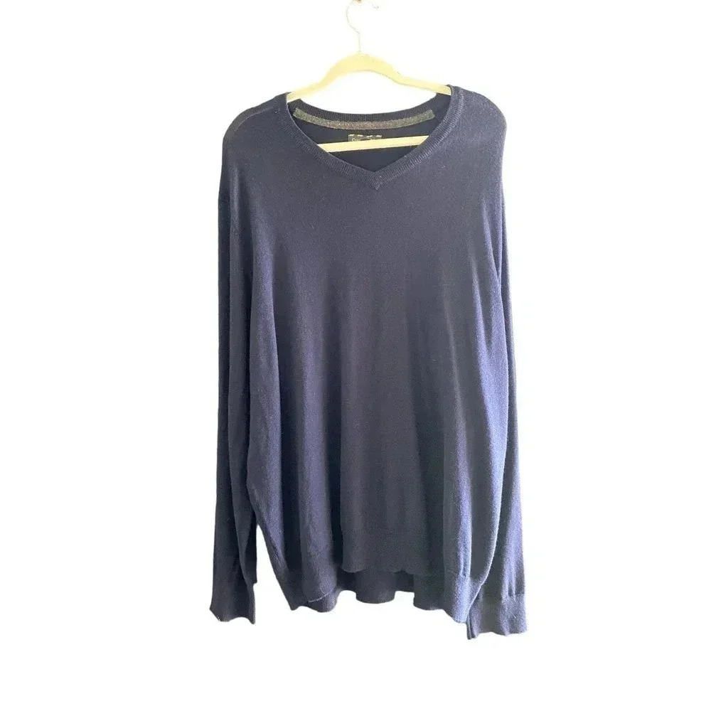 Club Room Men's Navy Blue merino wool Pullover Sweater Size XXL