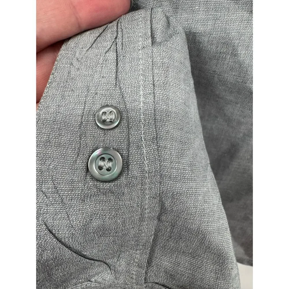 Ermenegildo Zegna Dress Shirt Mens Size 44 Long Sleeve Cotton‎ Gray Button Down