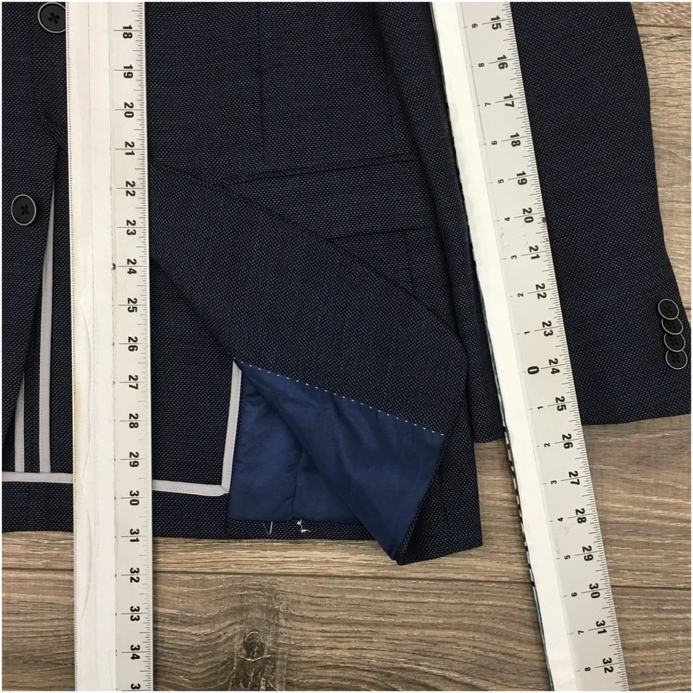 TOMMY HILFIGER Mens Blazer Sport Coat Casual‎ Jacket Size 40L Hopsack Wool Suit