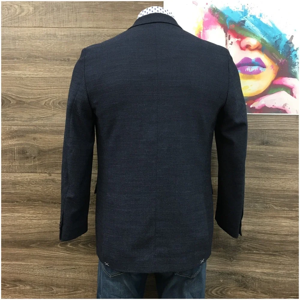 TOMMY HILFIGER Mens Blazer Sport Coat Casual‎ Jacket Size 40L Hopsack Wool Suit