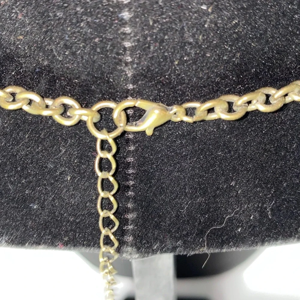 Statement Necklace Gold Tone Geometric Floral Amber Rhinestone Pendant‎ Choker