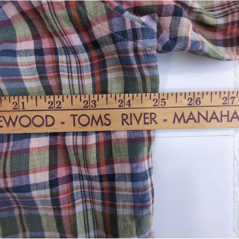 Brooks Brothers 1818 Irish Linen Plaid Shirt Mens L  AS IS READ Underarm Hole