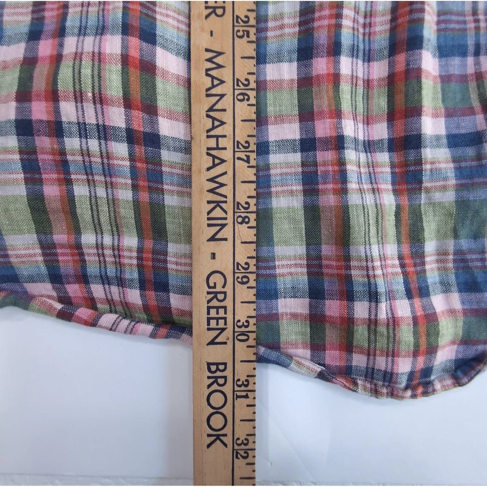 Brooks Brothers 1818 Irish Linen Plaid Shirt Mens L  AS IS READ Underarm Hole