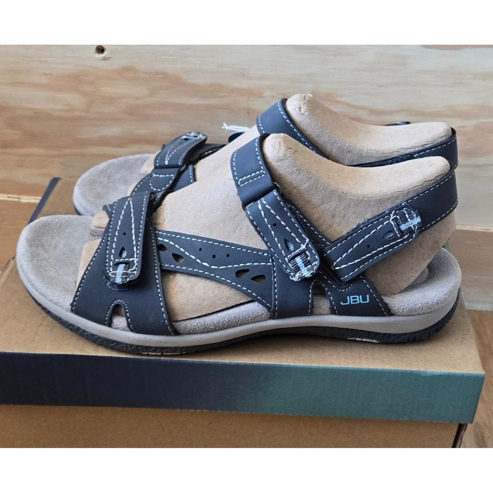 JBU Stephie Vegan Wide Width Navy Blue Sport Sandals B6STE73W Womens 7.5W