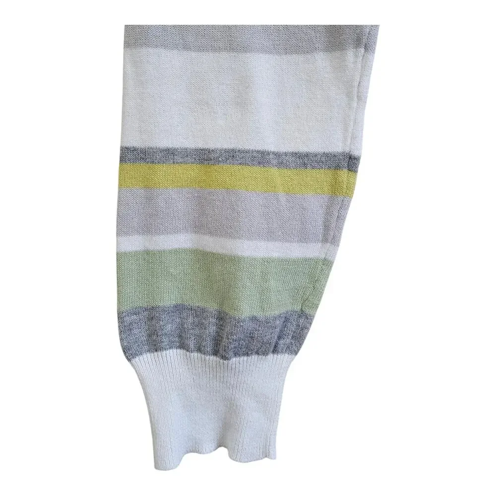 ANTHROPOLOGIE HWR Monogram Women's M Sweater Striped 3/4 Sleeve Cotton 36