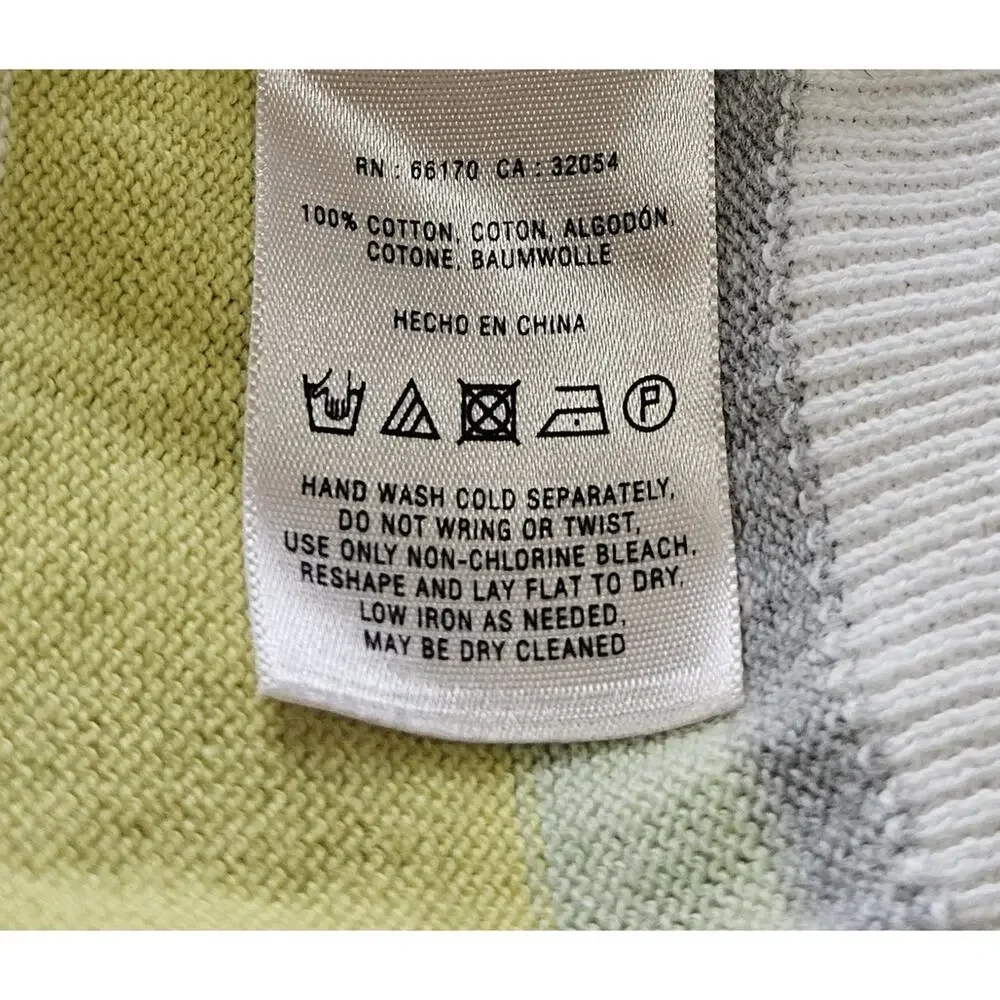 ANTHROPOLOGIE HWR Monogram Women's M Sweater Striped 3/4 Sleeve Cotton 36