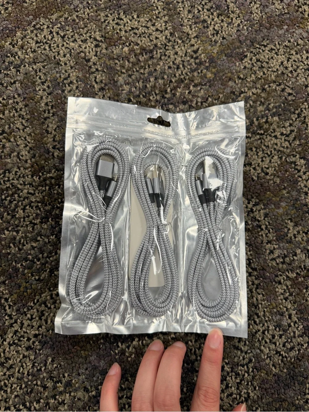 Amazon Braided Silver Charging Cable 3-Pack with Multiple Connectors
