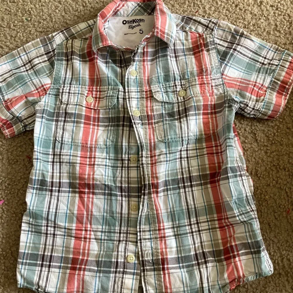 Little Boys Plaid OshKosh Button Down Shirt