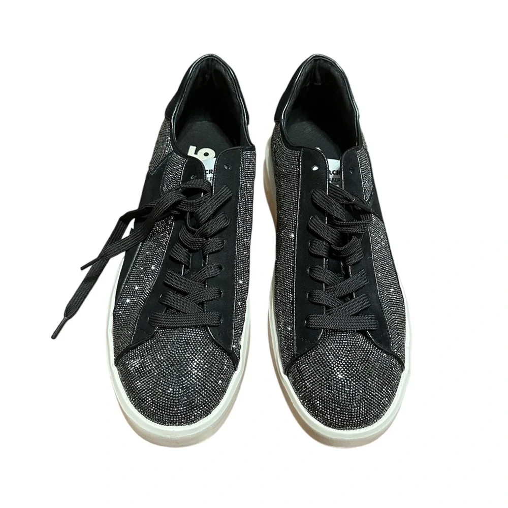 LolaCruz Leather rhinestone sneaker