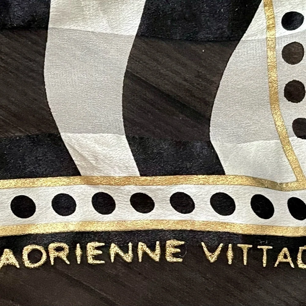 100% silk Adrienne Vittadini Elegant Black and White Scarf 32/33 inch