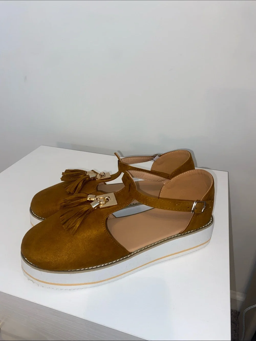 Women's Tassel Platform flats - Tan