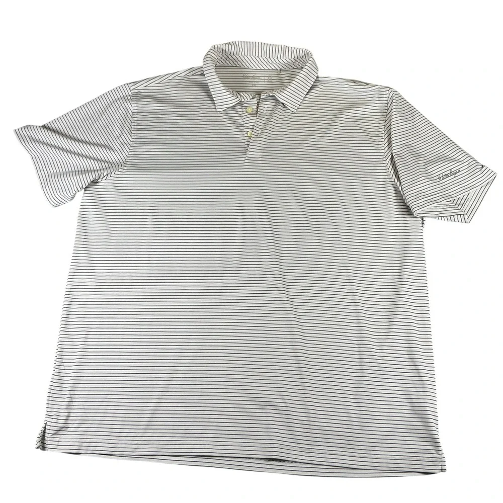 Walter Hagen 11 Majors Mens XXL Golf Polo‎ Shirt White Black Striped Performance
