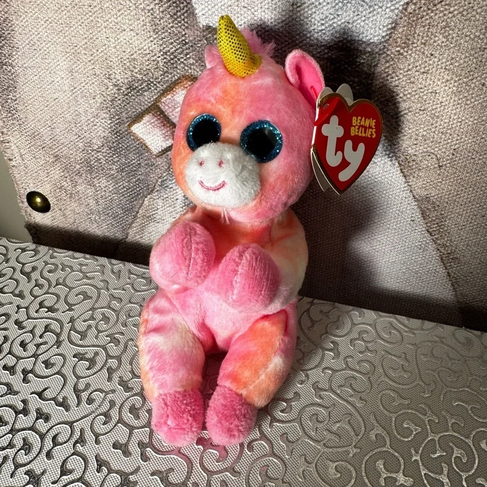 Ty Beanie Baby Star the Unicorn Clip-on Key Chain NWT