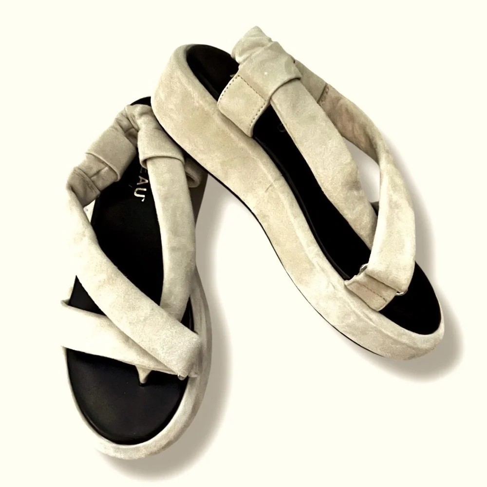 Italeau Zanita Sandals Suede Slingback Flatform Strappy Slip on Size EU38.5/US 8