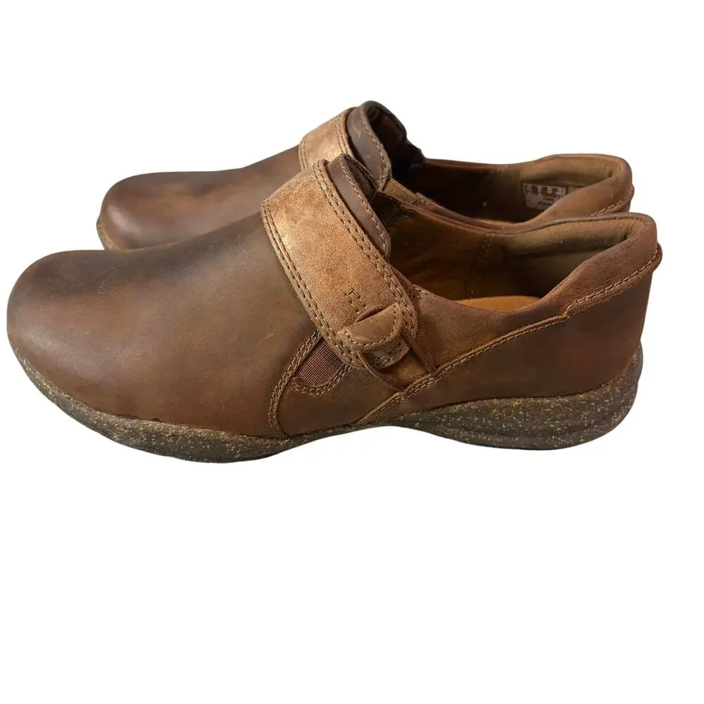 Clarks Collection Brown Leather Mary Jane Comfort Clogs Women's 9 Comfort Work