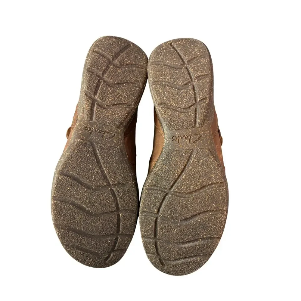 Clarks Collection Brown Leather Mary Jane Comfort Clogs Women's 9 Comfort Work