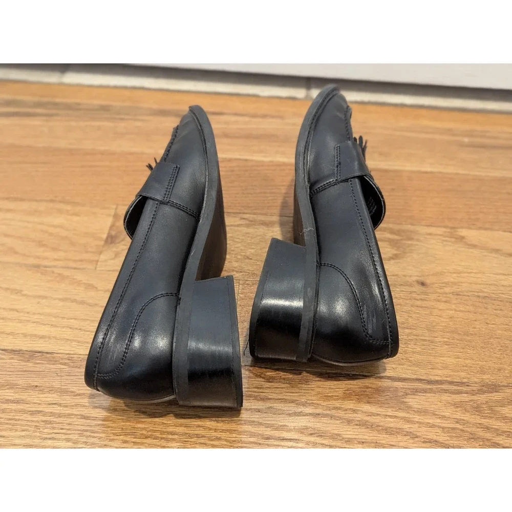 Quiet Luxury Steve Madden Annabeth Leather Tassel Loafers Black 8.5M
