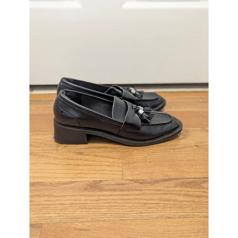 Quiet Luxury Steve Madden Annabeth Leather Tassel Loafers Black 8.5M