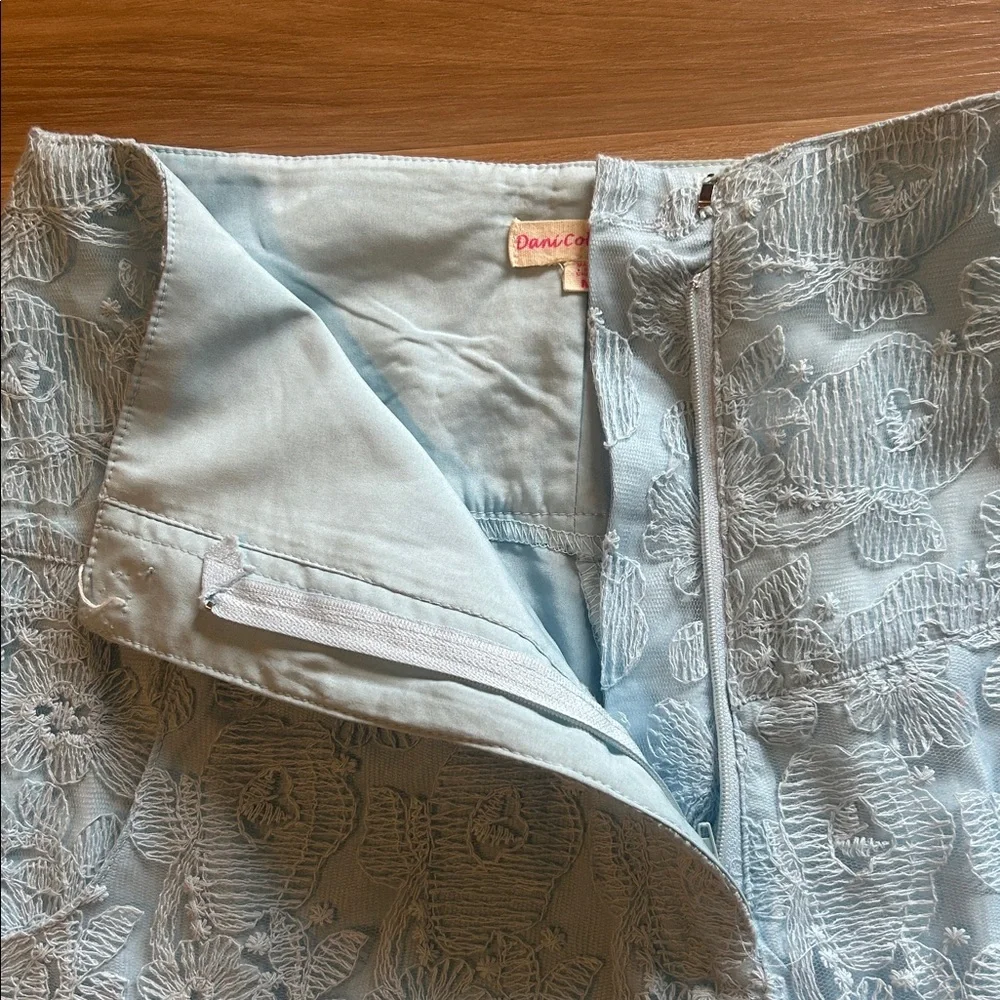 High-Waist Floral Lace Shorts in Light Blue