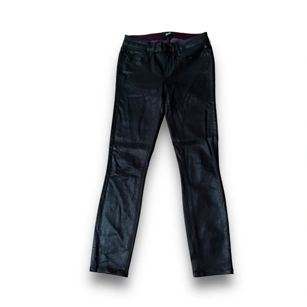 Paige Women's‎ Verdugo Ultra Skinny Burgundy Faux Leather Pants Size 27 x 27.5