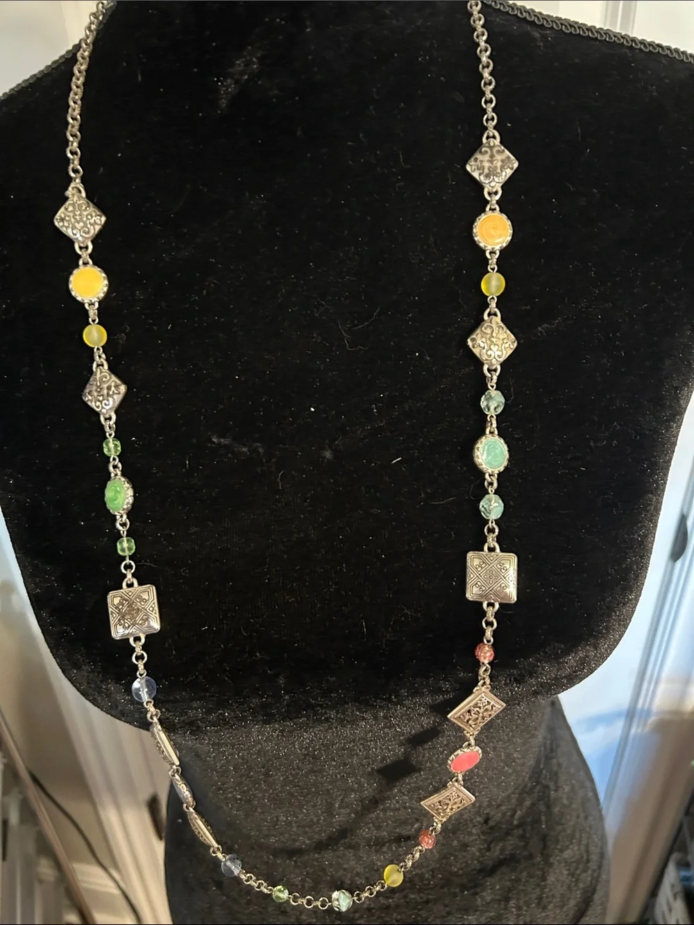 Brighton Multicolor Beaded Silver-Tone Long Necklace NWOT