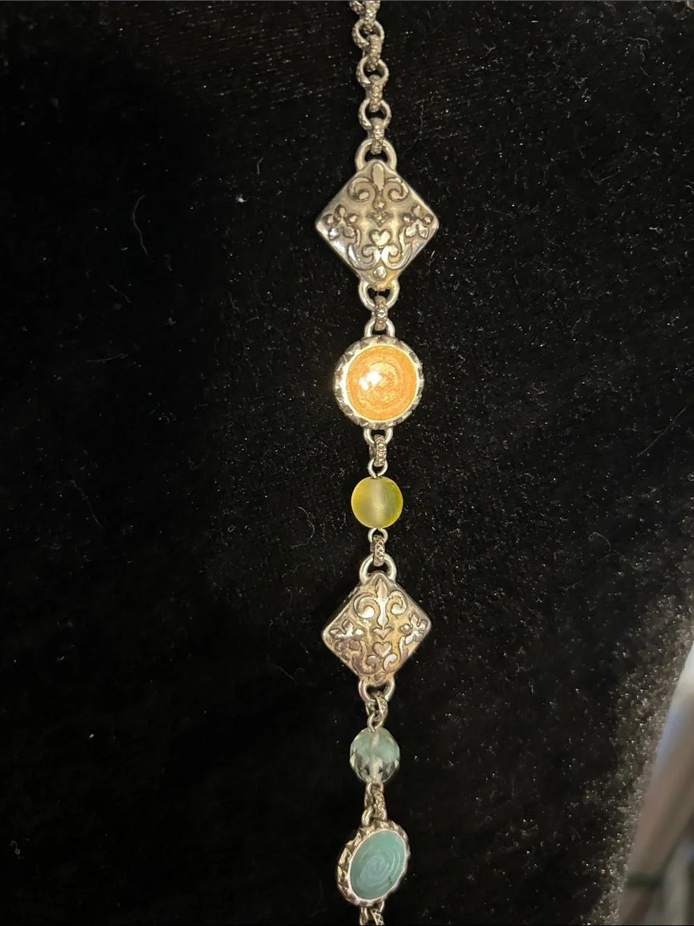 Brighton Multicolor Beaded Silver-Tone Long Necklace NWOT