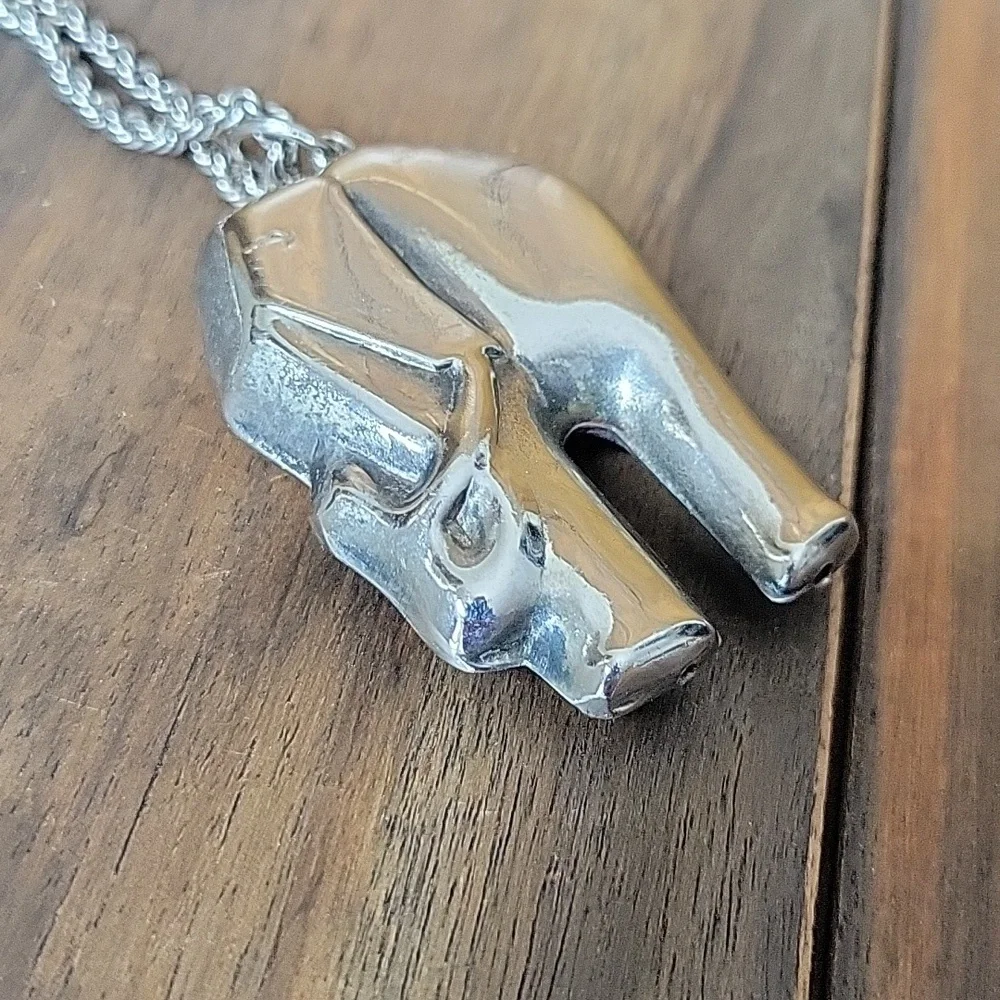Vintage Sterling Silver 3D Elephant Pendant Necklace