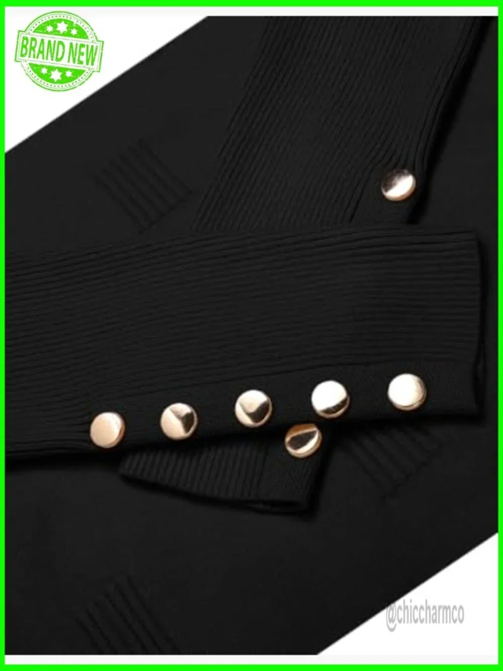 Lightweight Ribbed Knit Pullover Sweater with V-Neck and Button Cuffs
