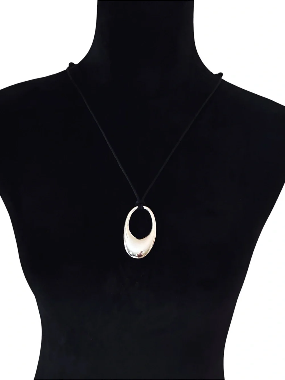 NEW NWOT J. Jill Silver Minimalist Pendant Black Silk Slide Cord Necklace