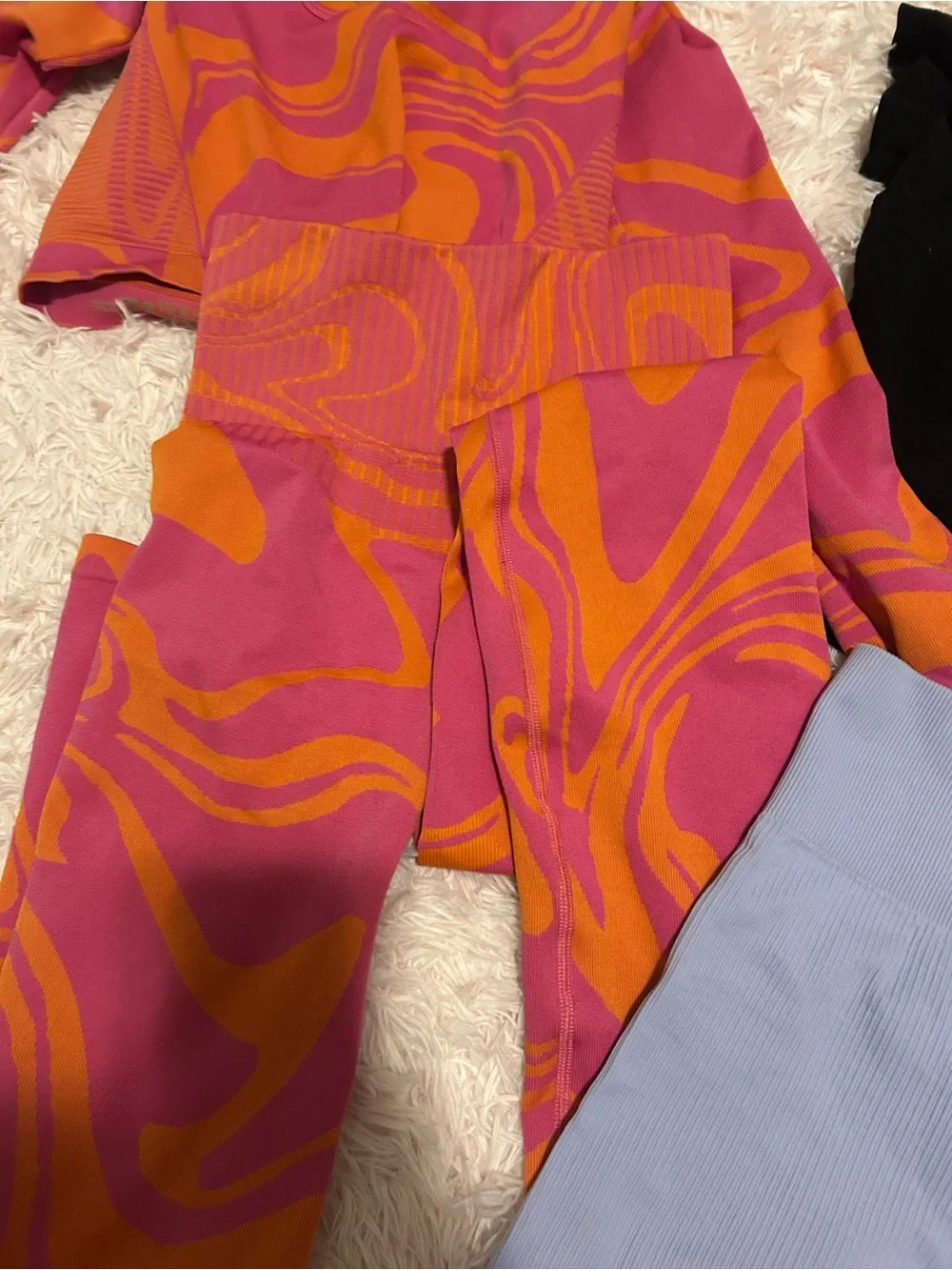 Gym outfit Bundle Pink & Orange Swirl Active Set - Crop Top & Leggings
