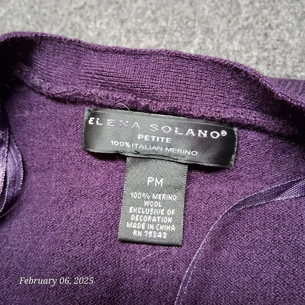 Elana Solano Italian Merino Wool Open Cardigan Sweater‎ Women Petite Medium PM