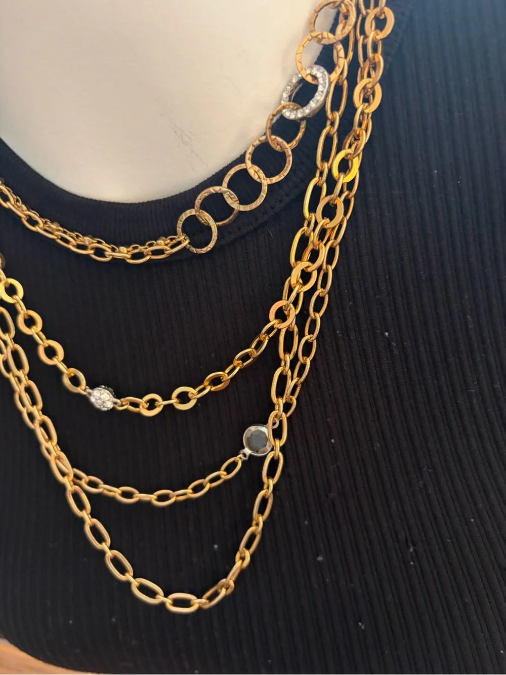 Daisy Fuentes gold tone multi strand, layered statement necklace