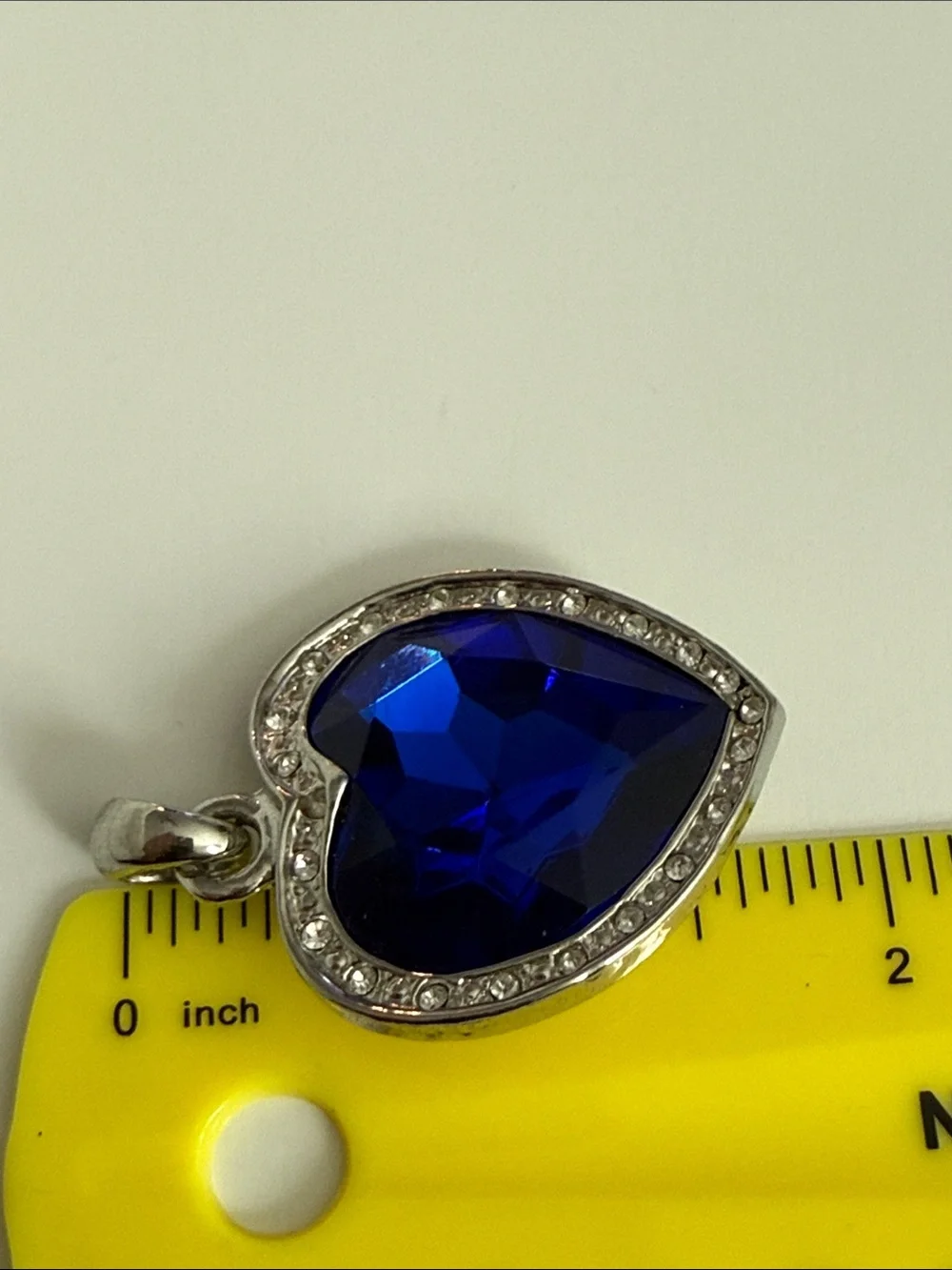 VTG Blue Heart Crystal Pendant for Necklace Silver-Tone charm rich blue titanic