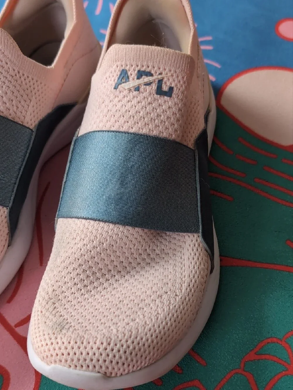 APL Knit Slip-On Sneakers in Blush Pink & Charcoal Strap
