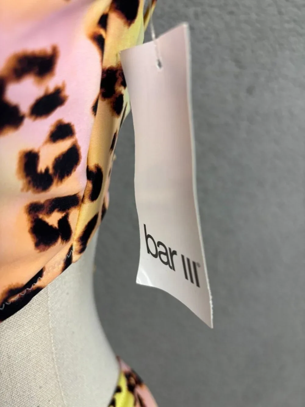 Bar III Leopard Print Monokini One-Piece Ring Detail Swimsuit Multi Size Lg NWT.