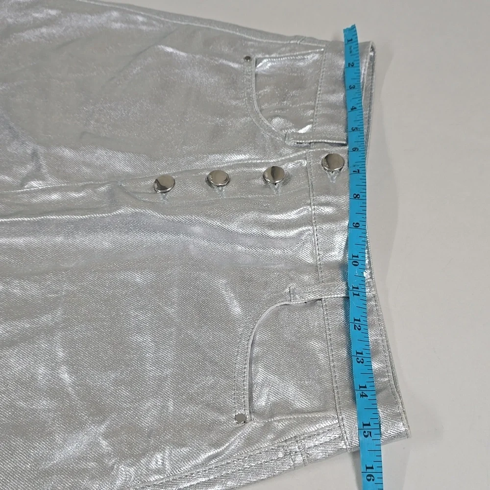 NEW WOMAN HIGH WAIST SILVER MINI SKIRT FRAYED HEM SILVER