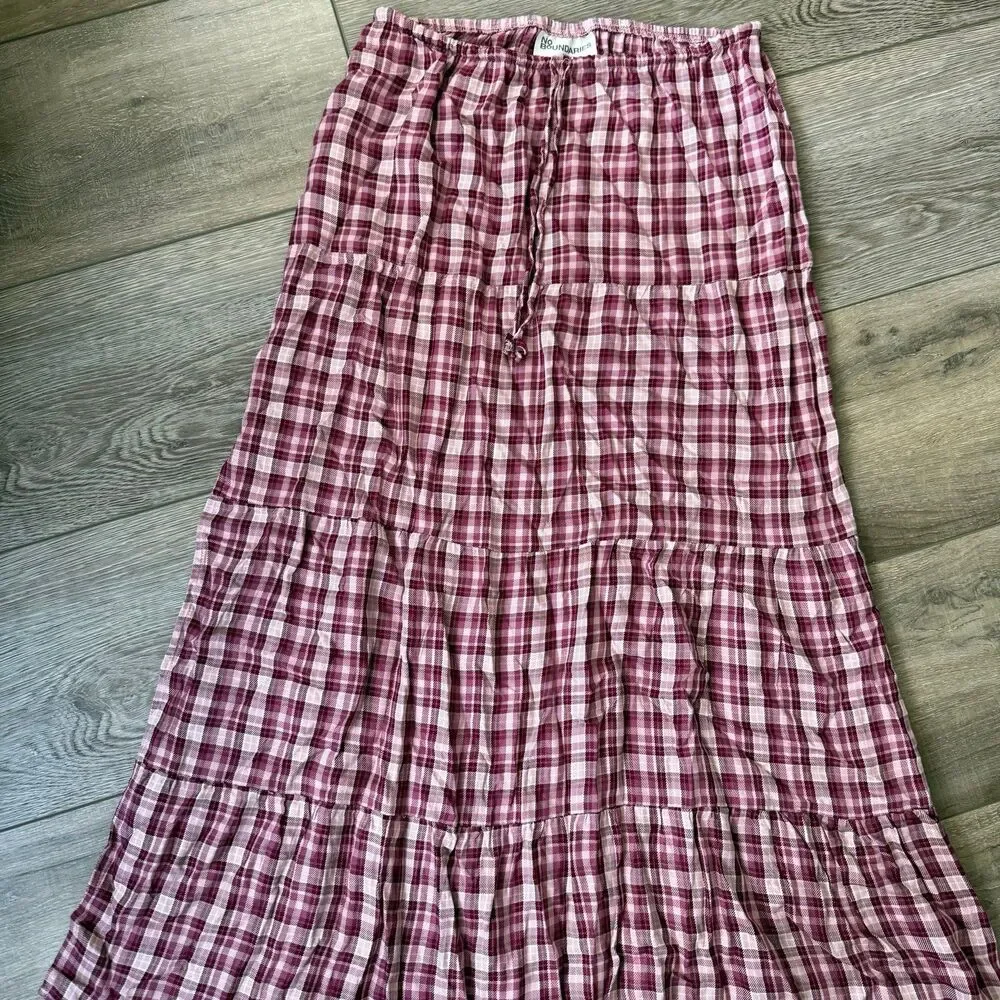 No Boundaries Plaid Maxi Skirt