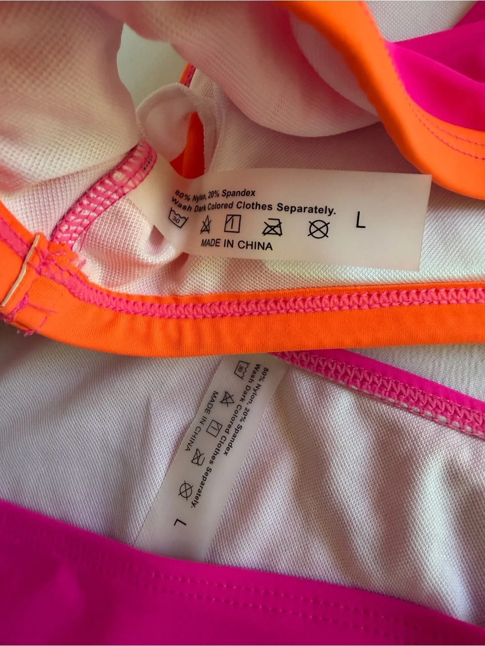 NWOT - Strappy Two-Tone Hot Pink & Neon Orange Bikini Set