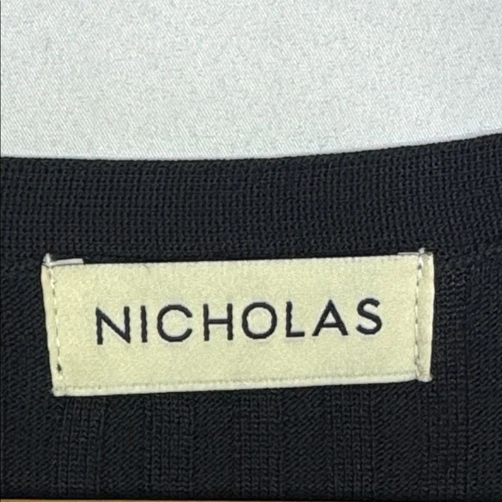 Nicholas Zia Ribbed Henley‎ Sweater Size Small Black V-Neck