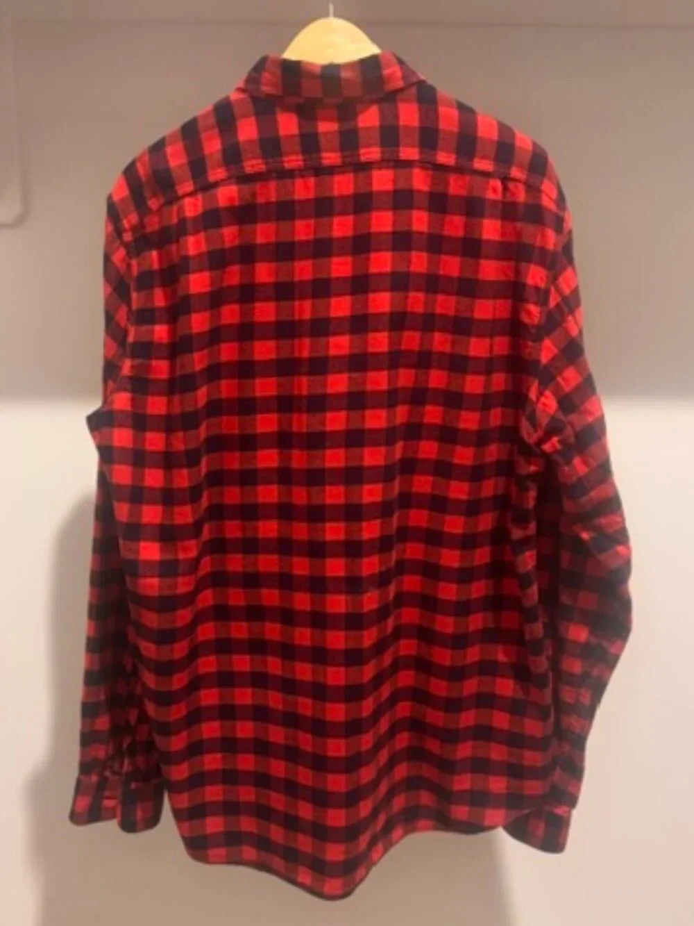 J.Crew Men's XL Tall Red & Navy Blue Plaid Flannel Button-Down Shirt