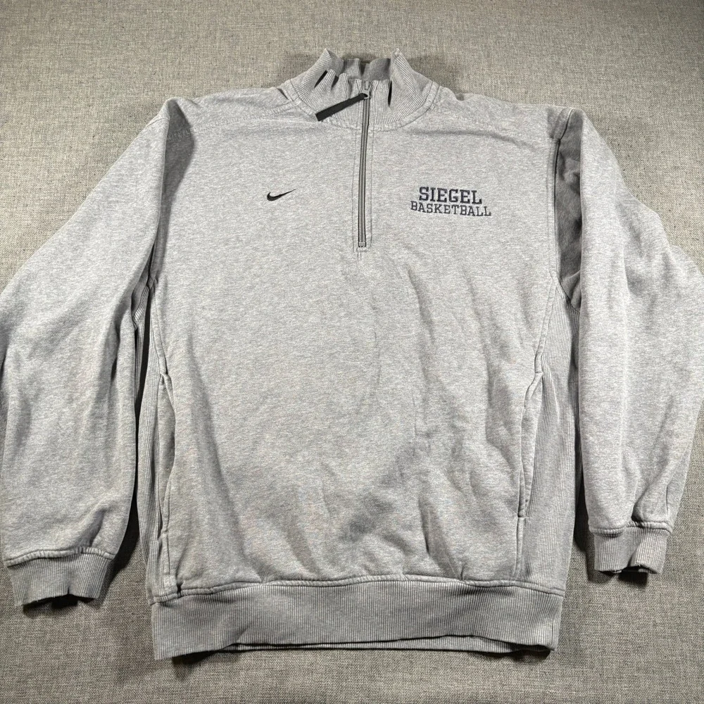 Nike Quarter Zip Pullover Mens Small Gray Fleece Basketball Athletic Sweatshirt