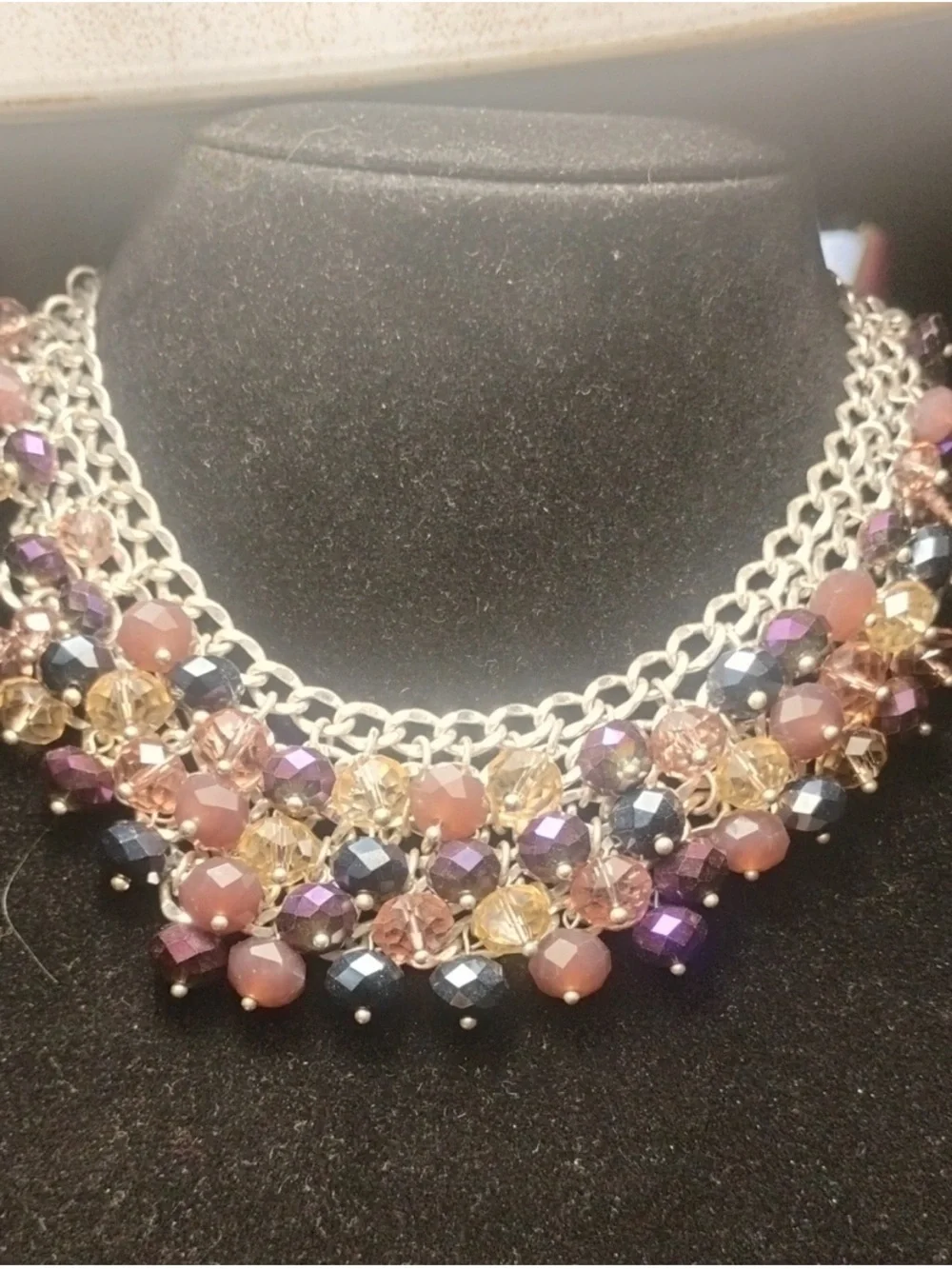 Statement Multistrand Necklace with Purple and Brown Beads