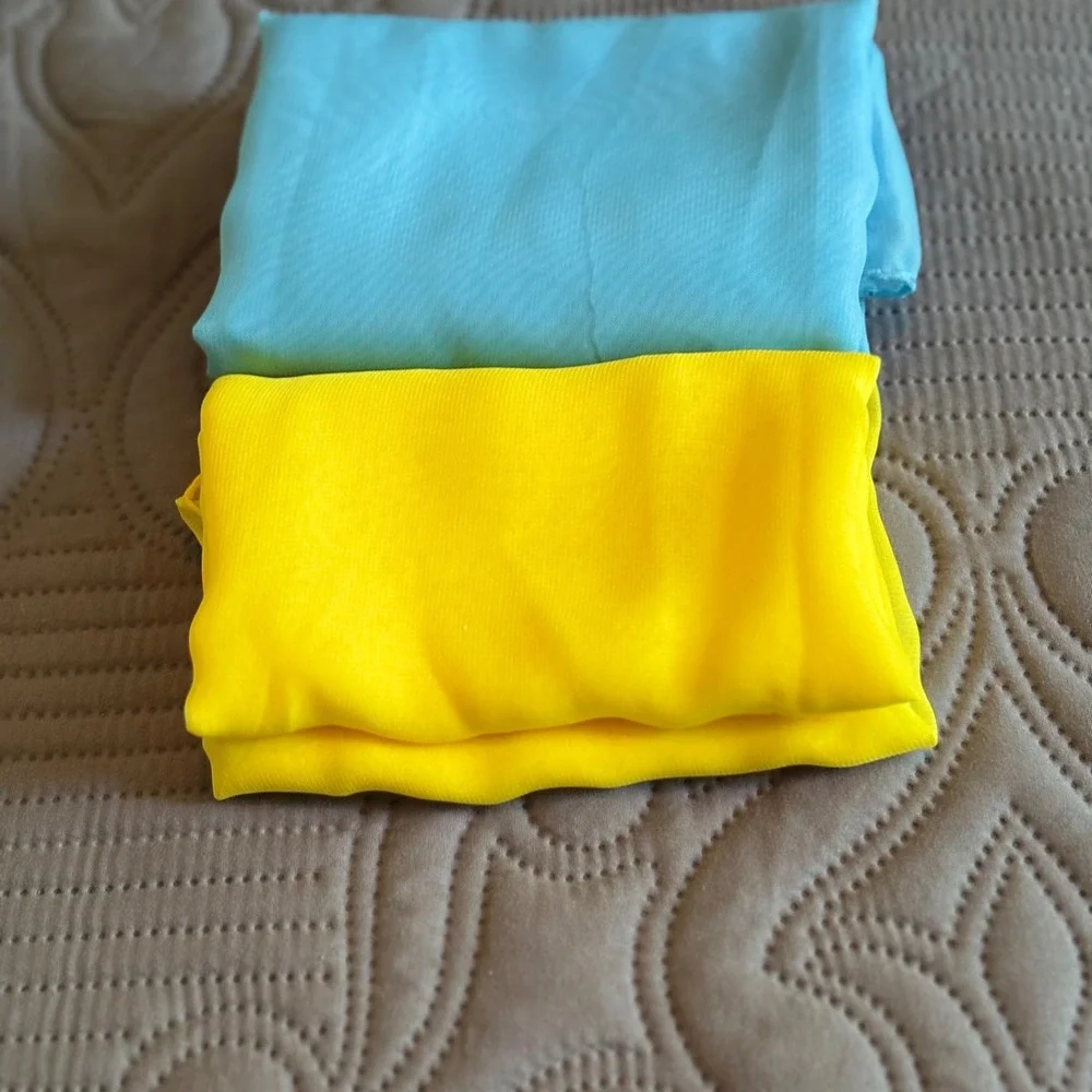 Blue & Yellow Chiffon Scarf Set Sheer Lightweight Wraps Ukraine-Inspired Colors