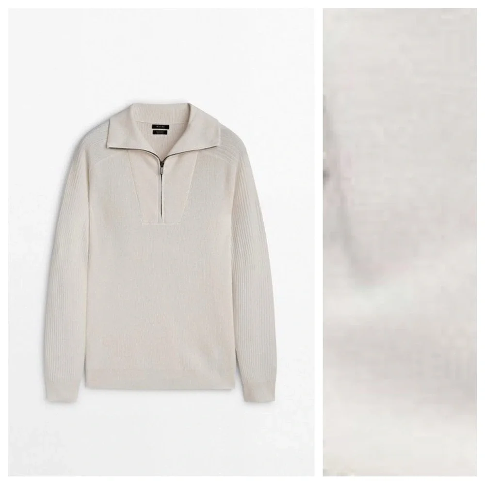 NWT Massimo Dutti Cream Cotton/Viscose Blend Knit Sweater. Size XL.