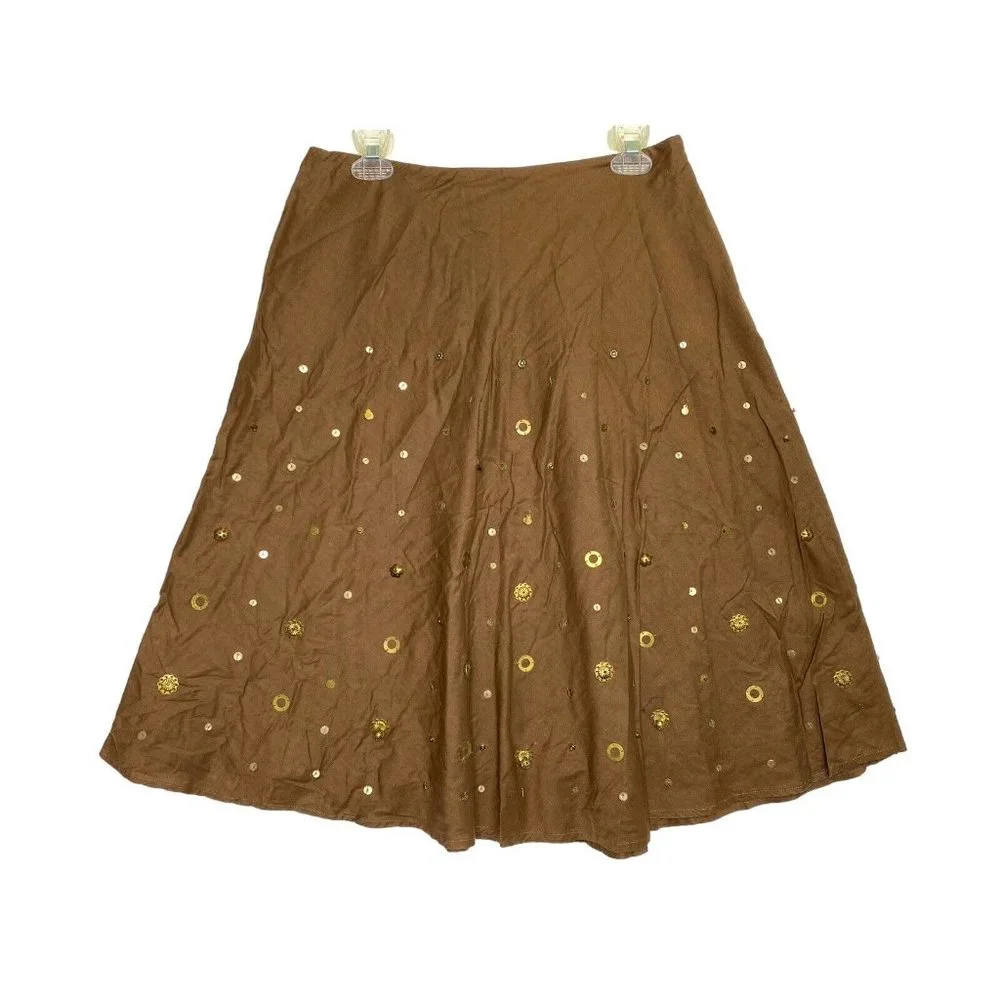 Vintage Judith Hart‎ Collection Skirt Womens 10 Brown Short Jeweled Accents