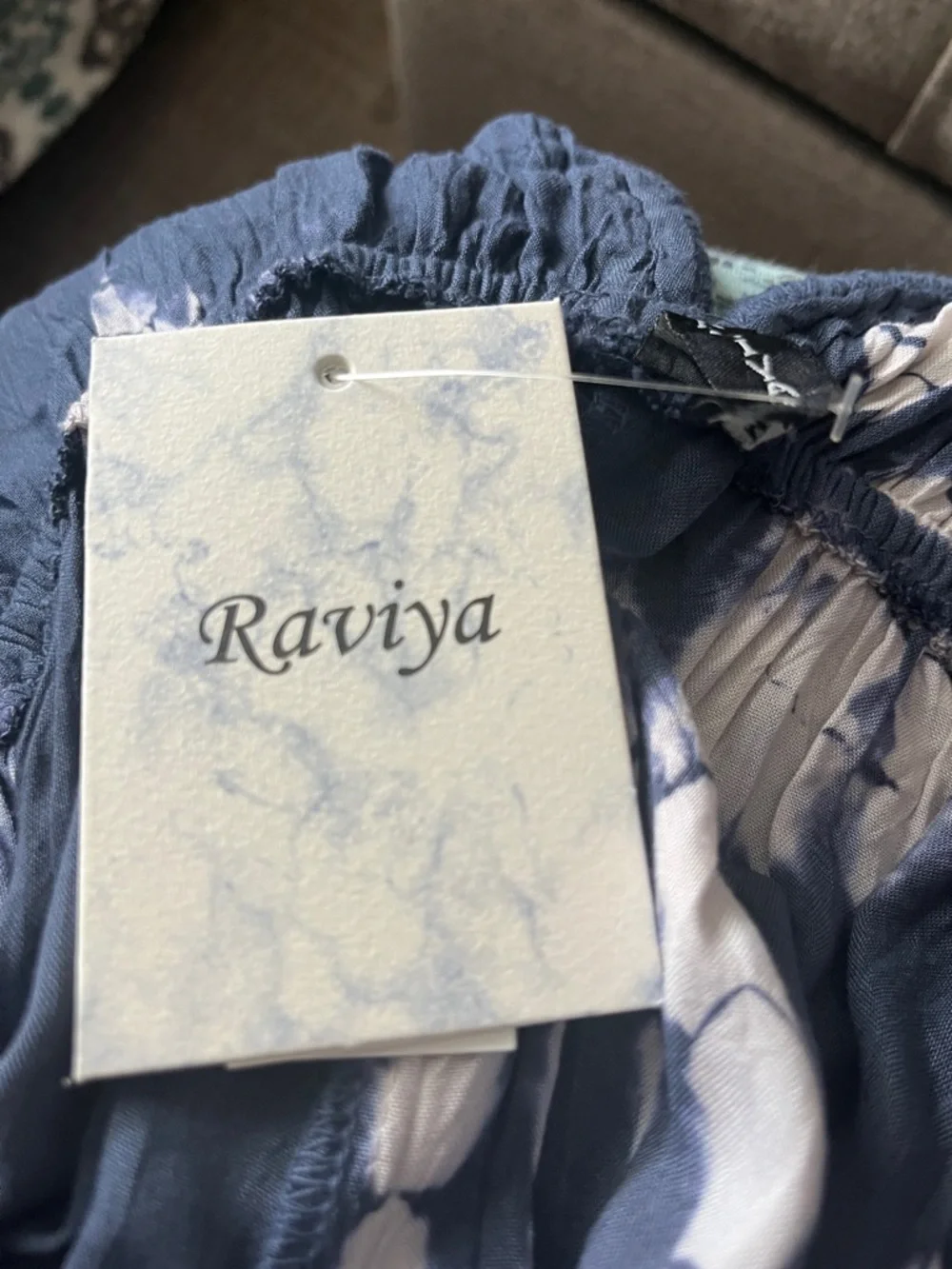 Raviya Navy & White Tie-Dye V-Neck Midi Dress Coverup NWT Size Small