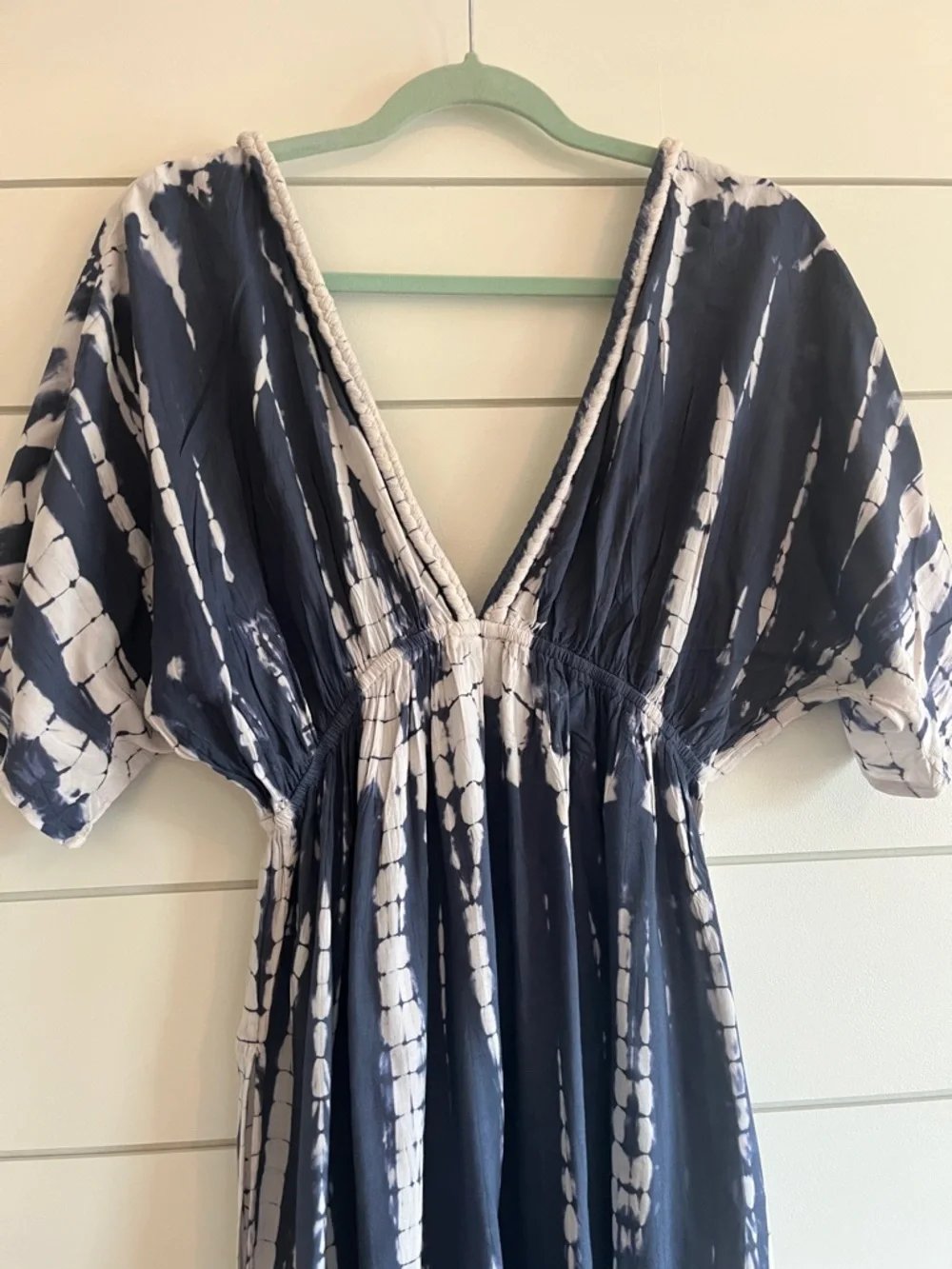 Raviya Navy & White Tie-Dye V-Neck Midi Dress Coverup NWT Size Small